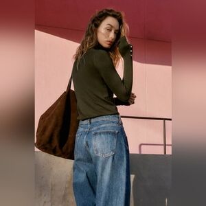 Zara Knit Forest Green Turtleneck Sweater - Dark Academia Office Wear Classic S